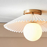 Потолочный светильник с белым плиссированным абажуром Headquarters варинант исполнения - 2 | Loft Concept в Брянске