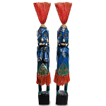 Комплект из 2-х деревянных статуэток Asmat Straw Headdress Statuettes Multicolor варинант исполнения - 3 | Loft Concept в Брянске