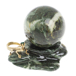 Шар с декором в виде бронзовой ящерицы на подставке из натурального камня Змеевик Natural Stone Spheres 4.5 см варинант исполнения - 1 | Loft Concept в Брянске