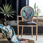 Полукресло из массива бука с сиденьем из экокожи и цветочным принтом на спинке Chinoiserie Garden Chair варинант исполнения - 5 | Loft Concept в Брянске