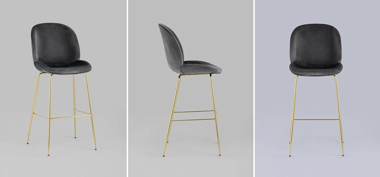 Барный Стул Серый Велюр Vendramin Chair Барный Стул Серый Велюр Vendramin Chair - Loft-Concept в Брянске