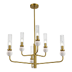 Люстра с 6-ю плафонами в форме стеклянных трубок и мраморных декоративных элементов Montreal варинант исполнения - 4 | Loft Concept в Брянске