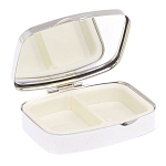 Таблетница карманная прямоугольная с 2-мя отделениями с зеркалом и накладкой из натурального камня Оникс Silver Stone Pillboxes варинант исполнения - 3 | Loft Concept в Брянске