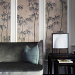 Обои ручная роспись Distant Bamboo Special Colourway on Lead Grey dyed silk варинант исполнения - 2 | Loft Concept в Брянске