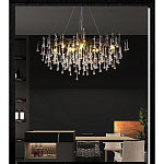 Люстра черная с прозрачными стеклянными подвесками в форме капель FAIRYTREE Light варинант исполнения - 5 | Loft Concept в Брянске