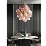 Люстра розовые шары на золотом каркасе Pink Light Bubbles варинант исполнения - 3 | Loft Concept в Брянске