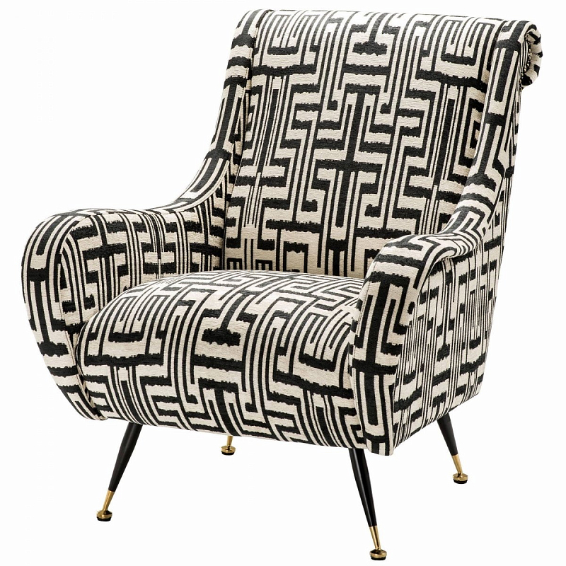 Кресло Eichholtz Chair Giardino Ozbek Black Черно-белый Латунь Кресло Eichholtz Chair Giardino Ozbek Black Черно-белый Латунь в Брянске | Loft Concept