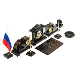 Настольный письменный набор с часами из природного камня обсидиана National Еmblem варинант исполнения - 2 | Loft Concept в Брянске