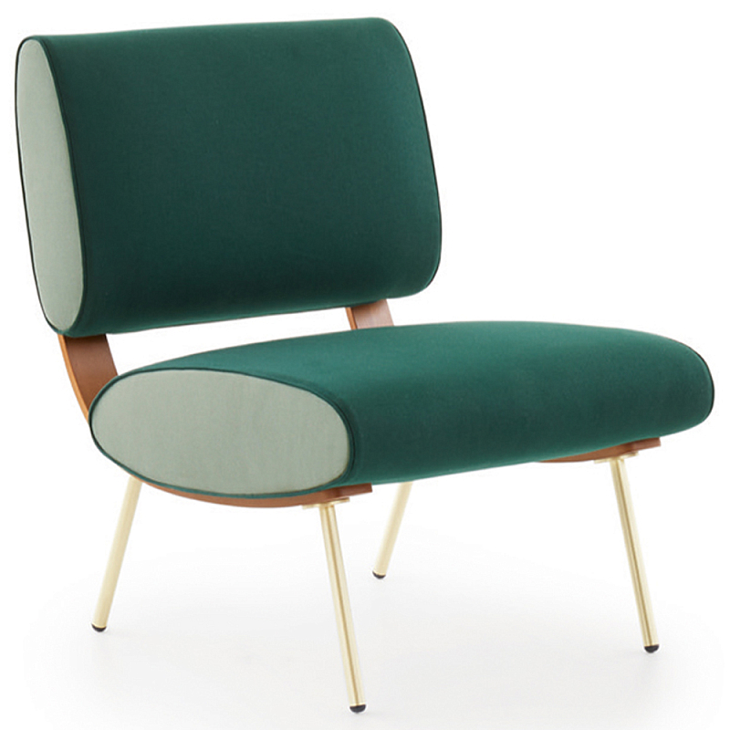 Дизайнерское кресло без подлокотников Gio Ponti ROUND D.154.5 Armchair Зеленый Коричневый Золотой в Брянске | Loft Concept 