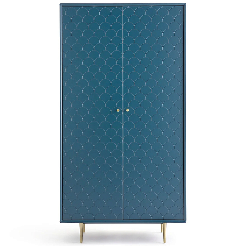 Шкаф двухдверный Scale Ornament Blue Wardrobe Синий Латунь Шкаф двухдверный Scale Ornament Blue Wardrobe Синий Латунь в Брянске | Loft Concept