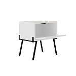 Прикроватная тумба белая с откидной резной дверцей на 4-х металлических ножках NAIVE NIGHTSTAND WHITE варинант исполнения - 1 | Loft Concept в Брянске