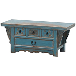 Деревянная ТВ-тумба в китайском стиле с 4-мя ящиками и резным декором голубая Luo Chinese TV Stand Blue варинант исполнения - 2 | Loft Concept в Брянске