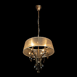 Люстра подвесная круглая с тканевым полупрозрачным абажуром и подвесками 4 лампы Gilded Elegance варинант исполнения - 3 | Loft Concept в Брянске