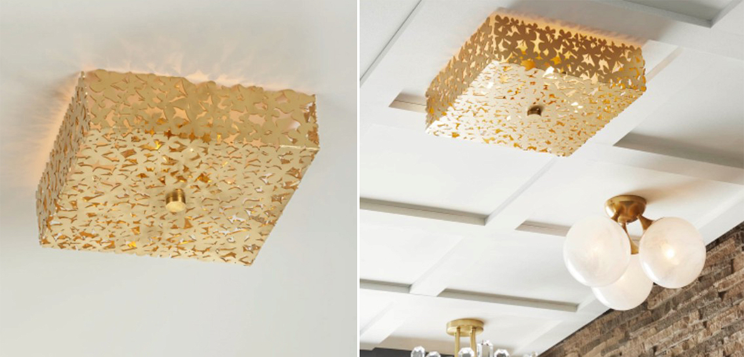 Светильник квадратный с золотыми бабочками Tommy Mitchell Square Butterfly Flush-Mount Light Светильник квадратный с золотыми бабочками Tommy Mitchell Square Butterfly Flush-Mount Light - Loft-Concept в Брянске