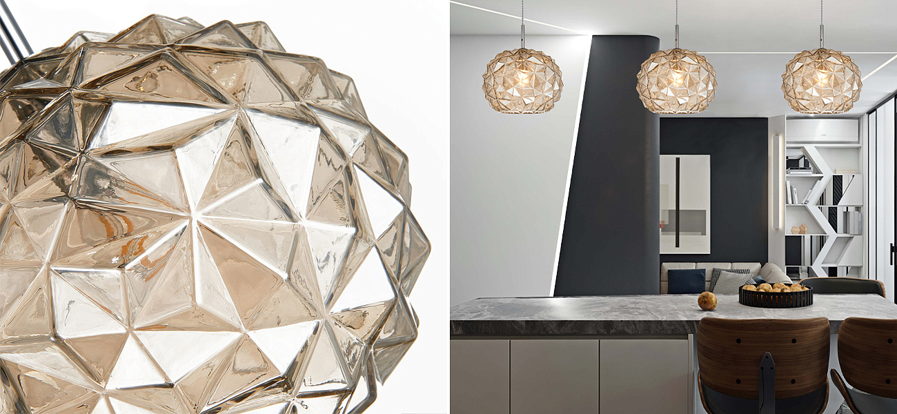 Подвесной светильник коньячного цвета Geometry Glass Подвесной светильник коньячного цвета Geometry Glass - Loft-Concept в Брянске