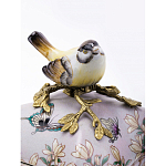 Шкатулка фиолетового цвета с рисунком бабочек и крышкой с фигуркой птицы на ветке Eden Garden варинант исполнения - 4 | Loft Concept в Брянске