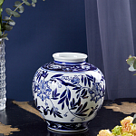 Ваза округлой формы с бело-синим цветочным орнаментом Blue & White Ornament  варинант исполнения - 1 | Loft Concept в Брянске