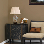 Настольная лампа с фарфоровым основанием нежно голубого цвета с золотистым цветочным рисунком и бежевым плиссированным абажуром Elstead Lighting варинант исполнения - 5 | Loft Concept в Брянске