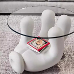 Дизайнерский журнальный стол с круглой прозрачной столешницей на белом фигурном основании Luqak варинант исполнения - 2 | Loft Concept в Брянске