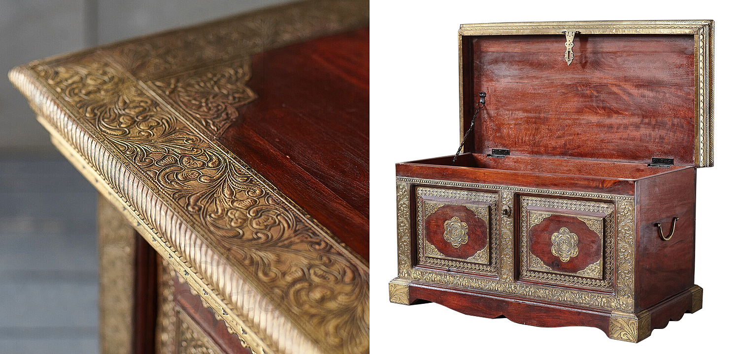 Сундук с латунной чеканкой Kanta Indian Inlaid Chest Сундук с латунной чеканкой Kanta Indian Inlaid Chest - Loft-Concept в Брянске