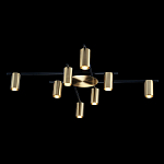 Потолочный светильник с 8-ю цилиндрическими плафонами цвета латунь TRIBES CHANDELIER варинант исполнения - 1 | Loft Concept в Брянске