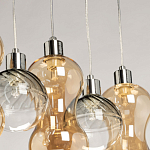 Люстра с 3-мя плафонами волнообразной формы цвета янтарь и 2-мя прозрачными шарообразными плафонами Lucid Rain  варинант исполнения - 8 | Loft Concept в Брянске