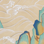 Обои ручная роспись Matsushima Waves Kano on Edo Straw India tea paper варинант исполнения - 2 | Loft Concept в Брянске