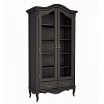 Шкаф книжный черный из массива бука со стеклянными дверцами и 5-ю полками Black Provence варинант исполнения - 1 | Loft Concept в Брянске