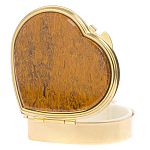 Таблетница карманная в форме сердца с 3-мя отделениями с зеркалом и накладкой из натурального камня Яшма Змеиная Gold Stone Pillboxes варинант исполнения - 2 | Loft Concept в Брянске