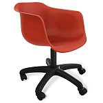 Стул пластиковый красного цвета на колесиках с подъемно-поворотным механизмом Eames Red варинант исполнения - 1 | Loft Concept в Брянске