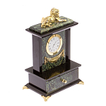 Часы настольные с декором в виде льва из натурального камня Нефрит Lion Stone Clock варинант исполнения - 2 | Loft Concept в Брянске