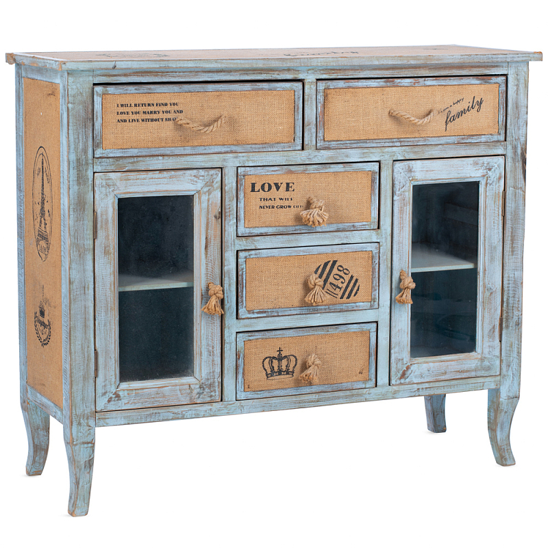 Комод в стиле прованс Beige-Blue Provence Бежевый Винтажный голубой Комод в стиле прованс Beige-Blue Provence Бежевый Винтажный голубой в Брянске | Loft Concept