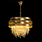 Люстра цвета матового золота с металлическими лентами и длинными прозрачными подвесками Gilded Waves варинант исполнения - 3 | Loft Concept в Брянске