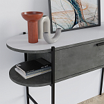 Консоль напольная серая с выдвижным ящиком и 2-мя полками с белой столешницей OTIS CONSOLE RETRO GRAY варинант исполнения - 4 | Loft Concept в Брянске