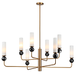 Люстра на штанге с 8-ю цилиндрическими матовыми плафонами и шарами из камня Orb Essence варинант исполнения - 5 | Loft Concept в Брянске