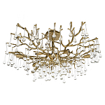 Потолочная люстра в виде ветвей деревьев золотого цвета с прозрачными подвесками-каплями Droplet Chandelier варинант исполнения - 3 | Loft Concept в Брянске
