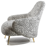 Кресло мягкое с принтом на золотистых ножках Onlooker варинант исполнения - 1 | Loft Concept в Брянске