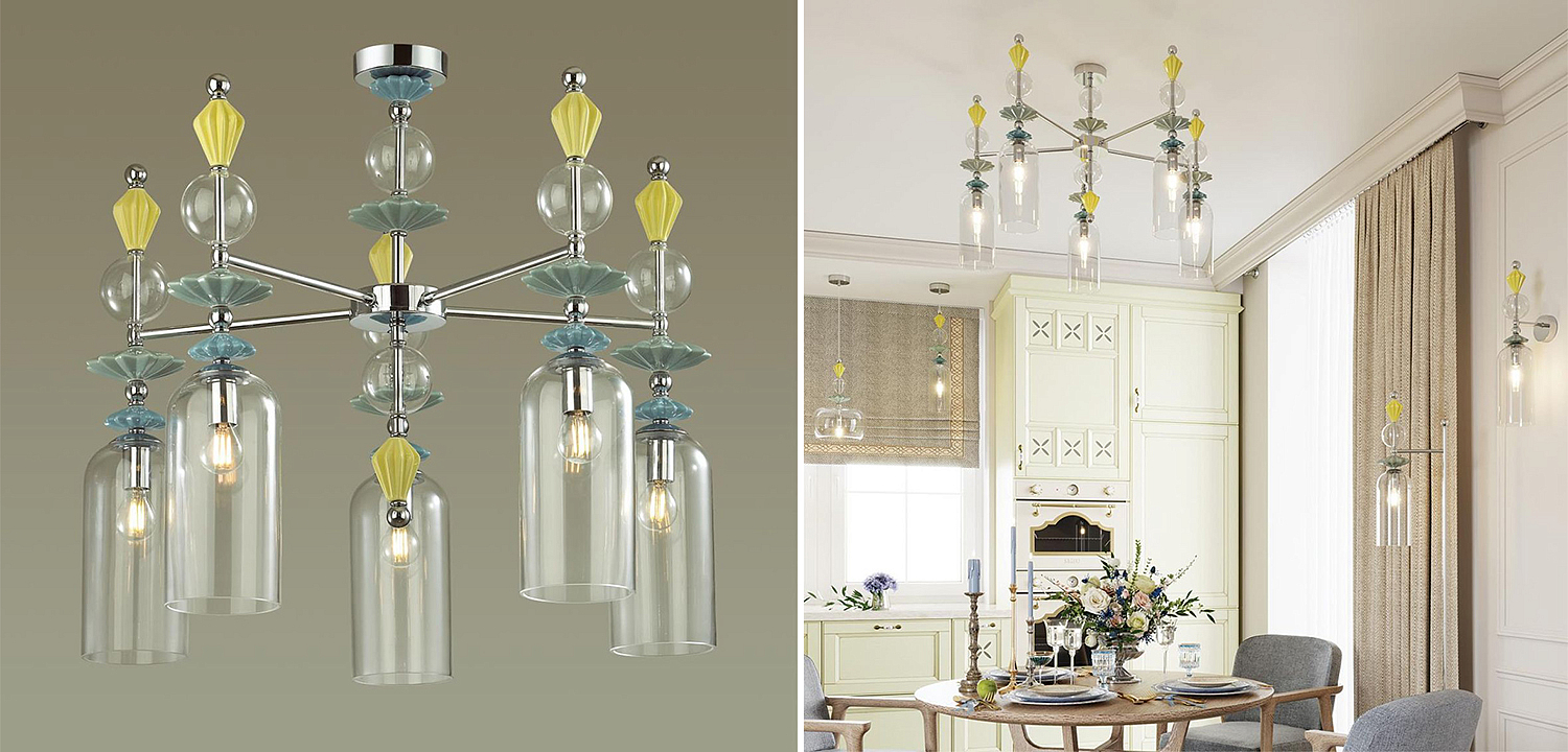 Люстра Iris Glass Chandelier candy 5 chrome Люстра Iris Glass Chandelier candy 5 chrome - Loft-Concept в Брянске