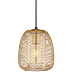 Подвесной светильник со стеклянным плафоном цилиндрической формы и металлической сеткой Metal Mesh Gold варинант исполнения - 1 | Loft Concept в Брянске