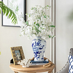 Ваза с бело-синей росписью и изображением цветов Blue & White Ornament варинант исполнения - 5 | Loft Concept в Брянске