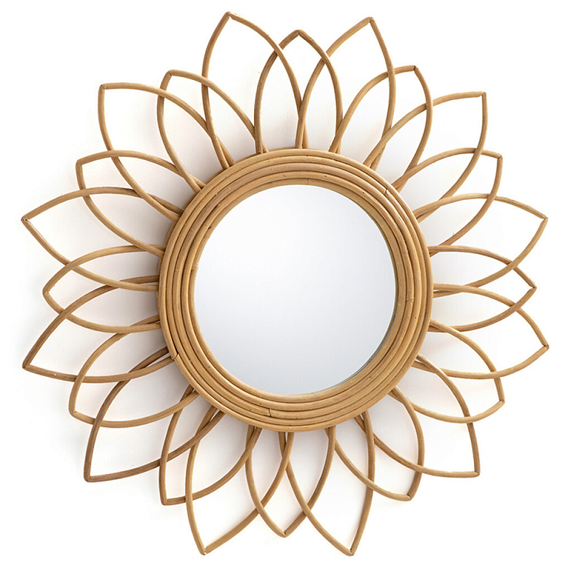 Зеркало из ротанга в форме цветка WICKER MIRROR 65  Бежевый в Брянске | Loft Concept 