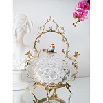 Конфетница с бронзовой ручкой и фарфоровой птичкой на крышке Eden Garden варинант исполнения - 4 | Loft Concept в Брянске