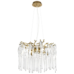 Люстра подвесная круглая в виде ветвей деревьев бронзового цвета с прозрачными подвесками-каплями Droplet Chandelier варинант исполнения - 3 | Loft Concept в Брянске