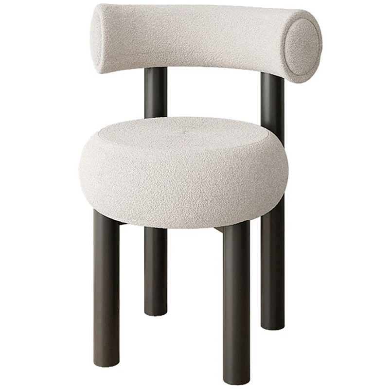 Стул с обивкой букле Pierres Grey Boucle Chair Серый Черный Стул с обивкой букле Pierres Grey Boucle Chair Серый Черный в Брянске | Loft Concept