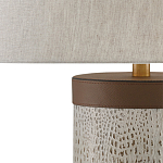Настольная лампа с тканевым абажуром и основанием из кожи Leather Column варинант исполнения - 1 | Loft Concept в Брянске