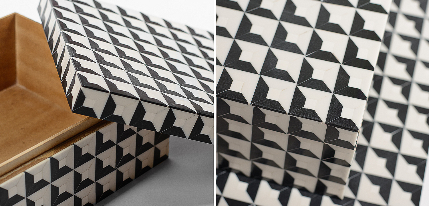 Комплект шкатулок Black White Square Bone Inlay Комплект шкатулок Black White Square Bone Inlay - Loft-Concept в Брянске