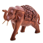 Статуэтка из дерева суар в виде слона в традиционном облачении Elephant in blanket варинант исполнения - 1 | Loft Concept в Брянске