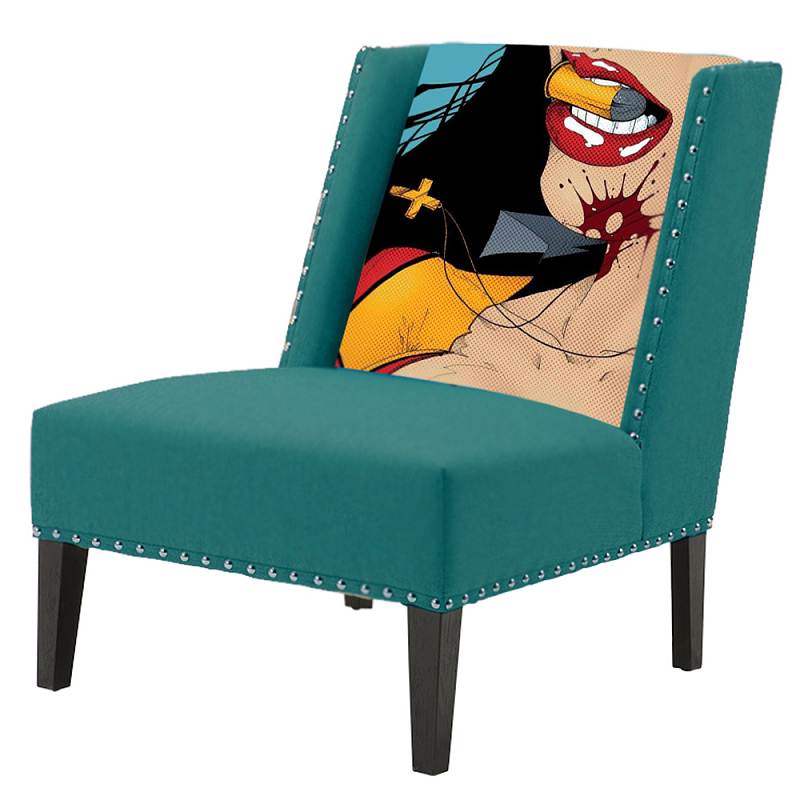 FUN Armchair "Super woman" Turquoise Дизайнерское кресло с цветным принтом Бирюзовый FUN Armchair "Super woman" Turquoise Дизайнерское кресло с цветным принтом Бирюзовый в Брянске | Loft Concept