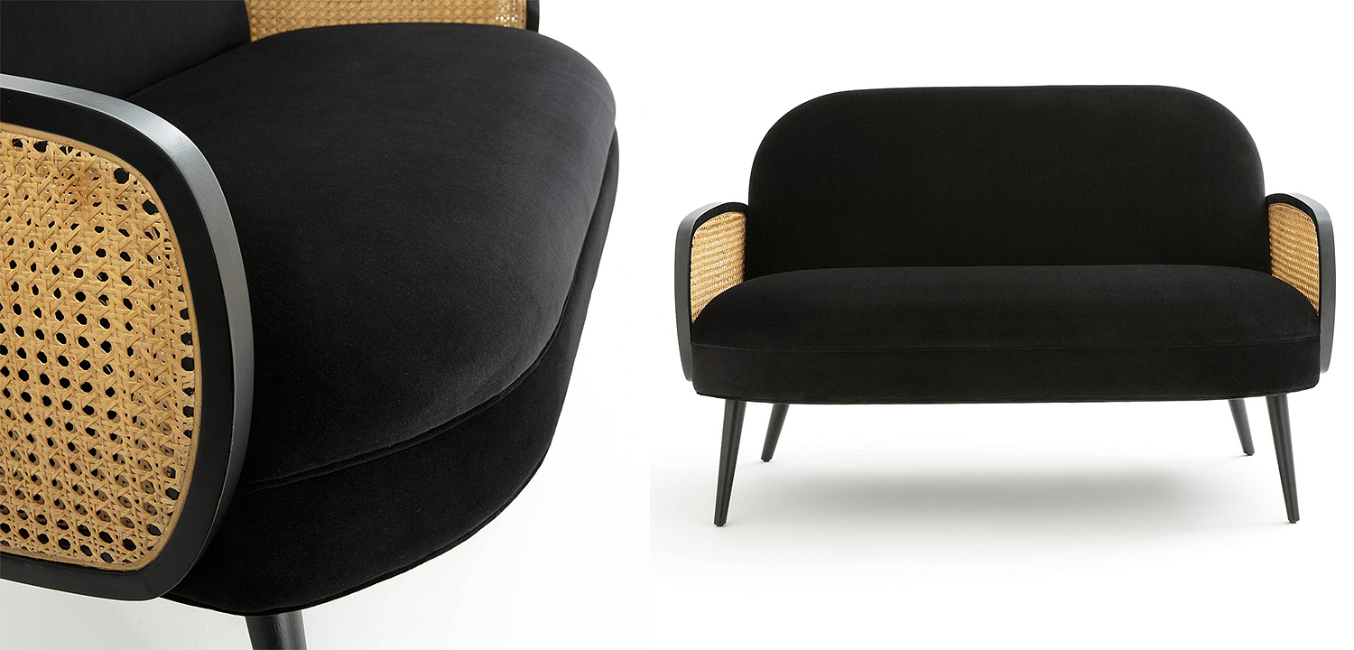 Диван Morten Wicker Black Sofa Черный Диван Morten Wicker Black Sofa Черный - Loft-Concept в Брянске