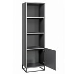 Стеллаж книжный цвета графит с 3-мя открытыми полками и дверкой Strict Lines варинант исполнения - 2 | Loft Concept в Брянске